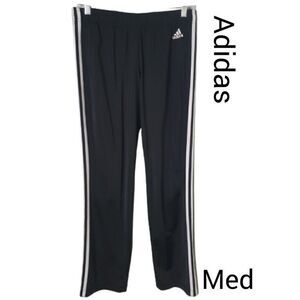 Adidas Women's Black Joggers 3-Stripe Workout Athletic Training Pants Medium